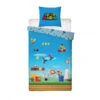 Super Mario Bros Mikrofaser Bettwäsche Set 135/140x200 63x63 Cm