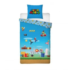 Super Mario Bros Mikrofaser Bettwäsche Set 135/140x200 63x63 Cm