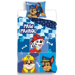 Paw Patrol Chase 2tlg Kinder Jungen Bettwäsche Set 135x200 80x80 Cm Baumwolle