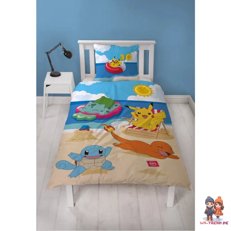 Pokemon Pikachu Beach Mikrofaser Bettwäsche 2 Tlg Set 135-140x200 63x63 Cm 4 Pokemon Pikachu Beach Mikrofaser Bettwäsche 2 Tlg Set 135-140x200 63x63 Cm – Bild 2
