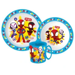 Marvel Spiderman Spidey Kinder Geschirr-Set 3 Tlg Teller Schüssel Becher 350ml