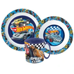 Stor Hot Wheels Racing Kinder Geschirr-Set 3 Teilig Becher Teller Schüssel