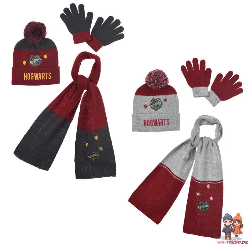 Harry Potter Hogwarts Kinder Jugend 3tlg Winter Set Mütze Plus Schaal Handschuhe 3 Harry Potter Hogwarts Kinder Jugend 3tlg Winter Set Mütze Plus Schaal Handschuhe