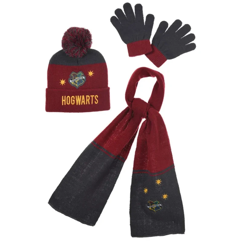 Harry Potter Hogwarts Kinder Jugend 3tlg Winter Set Mütze Plus Schaal Handschuhe 4 Harry Potter Hogwarts Kinder Jugend 3tlg Winter Set Mütze Plus Schaal Handschuhe – Bild 2