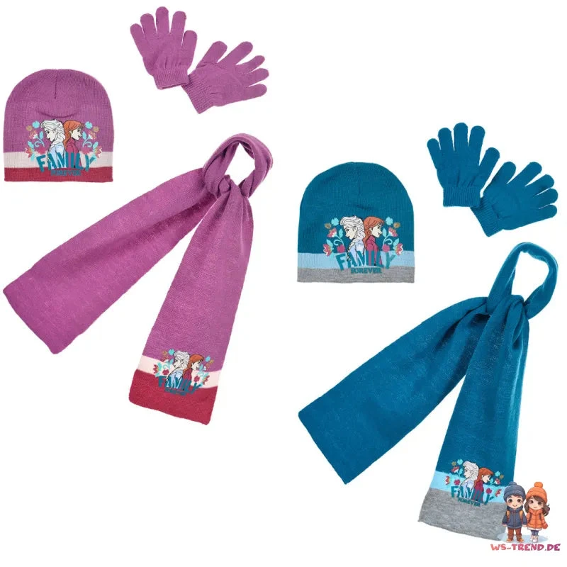 Disney Die Eiskönigin Kinder 3tlg.Set Wintermütze Schal Handschuhe 3 Disney Die Eiskönigin Kinder 3tlg.Set Wintermütze Schal Handschuhe