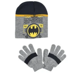 Batman DC Comics Kinder 2tlg Set Herbst Wintermütze Plus Handschuhe -Bekleidung Peripherie VH4098 MGY