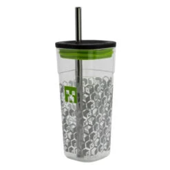 Minecraft Creeper Trinkbecher Becher Mit Edelstahl Trinkhalm 540 Ml