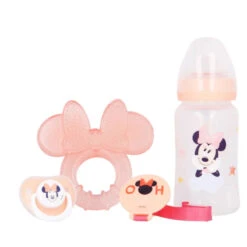Disney Baby Minnie Maus Geschenkset Flasche Schnuller Schnullerhalter Beißring