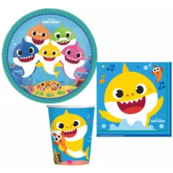 Baby Shark Geburtstag Deko Set 36tlg.Geschirr Partyset