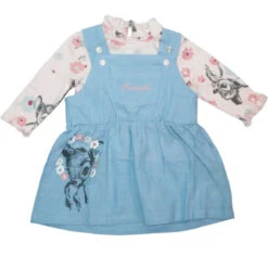 Disney Bambi Baby 2 Tlg Set Bluse Kleid 100% Baumwolle