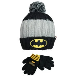 DC Comics Batman Kinder Wintermütze Bommelmütze Handschuhe
