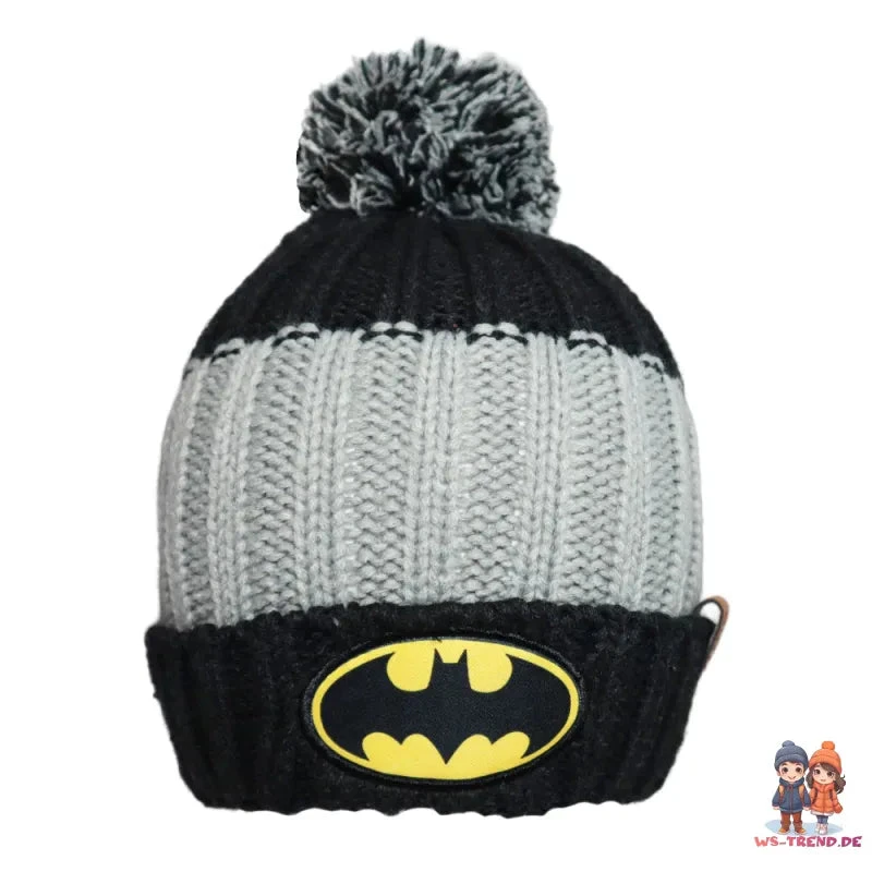 DC Comics Batman Kinder Wintermütze Bommelmütze Handschuhe 4 DC Comics Batman Kinder Wintermütze Bommelmütze Handschuhe – Bild 2