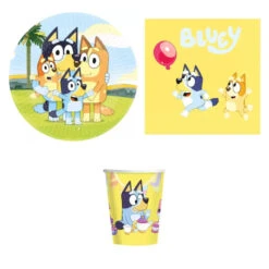 Bekleidung Peripherie 27 AMSCAN Bluey Bingo Kinder Geburtstag Deko Set 32tlg. Geschirr Partyset