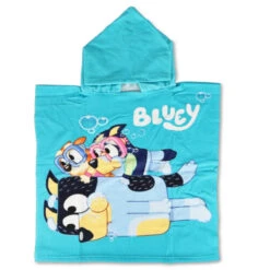 Bluey Und Bingo Kinder Mikrofaser Poncho Badeponcho Mit Kapuze 55x110 Cm