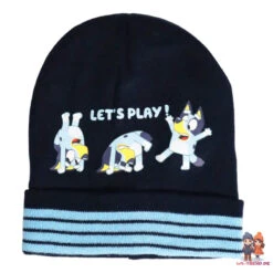 Bluey Kinder Herbst Wintermütze Bommelmütze Plus Handschuhe -Bekleidung Peripherie bluey set 01b