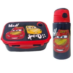 Disney Cars Lightning McQueen 2 Tlg Lunch Set Brotdose Trinkflasche Alu 500 Ml