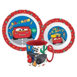 Disney Cars Lightning McQueen Kinder Geschirr-Set 3 Tlg. Becher Teller Schüssel -Bekleidung Peripherie cars geschirr 01c