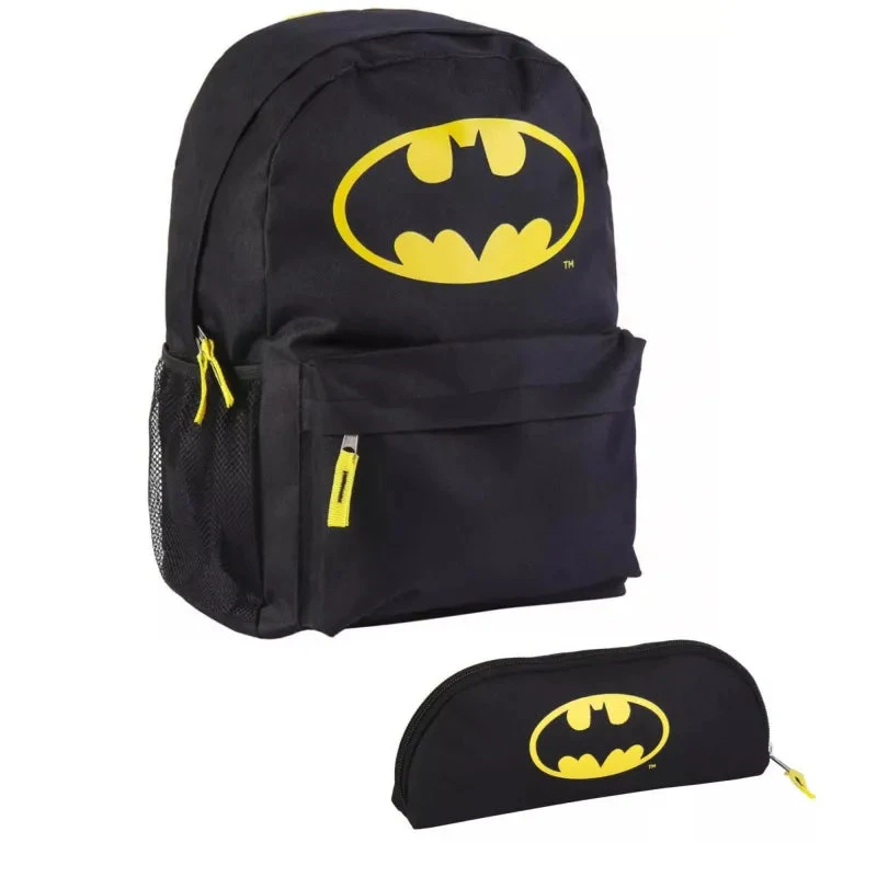 DC Comics Batman Kinder Rucksack Mit Federmäppchen 3 DC Comics Batman Kinder Rucksack Mit Federmäppchen