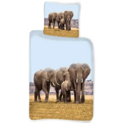 Elefanten Afrika Bettwäsche 2tlg Set 135x200 80x80 Cm 100% Baumwolle