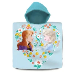Disney Die Eiskönigin Anna Elsa Kinder Poncho Badeponcho 100% Baumwolle