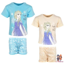 Disney Die Eiskönigin Elsa Kinder Kurzarm Schlafanzug Pyjama Shirt Shorts