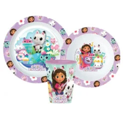 Stor Gabbys Dollhouse Mädchen Kinder Geschirr-Set 3 Tlg Becher Teller Schüssel