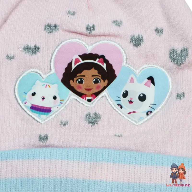 Gabbys Dollhouse Kinder Mädchen Hebst Winter Bommel Mütze Wintermütze 4 Gabbys Dollhouse Kinder Mädchen Hebst Winter Bommel Mütze Wintermütze – Bild 2