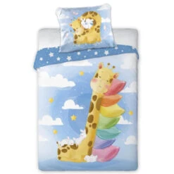 Giraffe Baby Bettwäsche 2tlg Set 100x135 40x60 Cm 100% Baumwolle