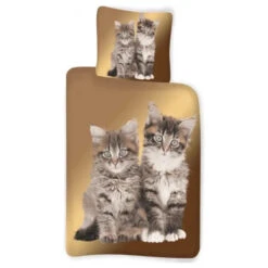 Katzen Bettwäsche 2tlg Set 135x200 80x80 Cm Garnitur 100% Baumwolle