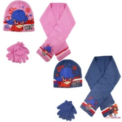 Miraculous Ladybug Kinder 3tlg. Herbst Wintermütze Schal Plus Handschuhe