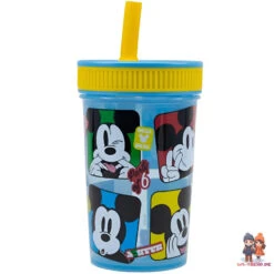 Disney Mickey Maus Kinder Trinkbecher Becher Integriertem Halm 465 Ml -Bekleidung Peripherie leak proof silicone straw tumbler 465 ml mickey mouse fun tastic