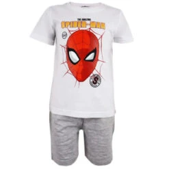 Marvel Spiderman Schlafanzug Pyjama Kurz Weiß - Größe 98 Bis 128