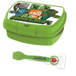 Minecraft Set Lunchbox Mit Kunststoff Gabel Und Messer