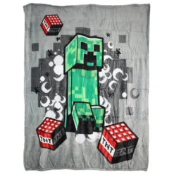Minecraft Creeper Flanell Fleecedecke Kuscheldecke Wohndecke 130x160 Cm