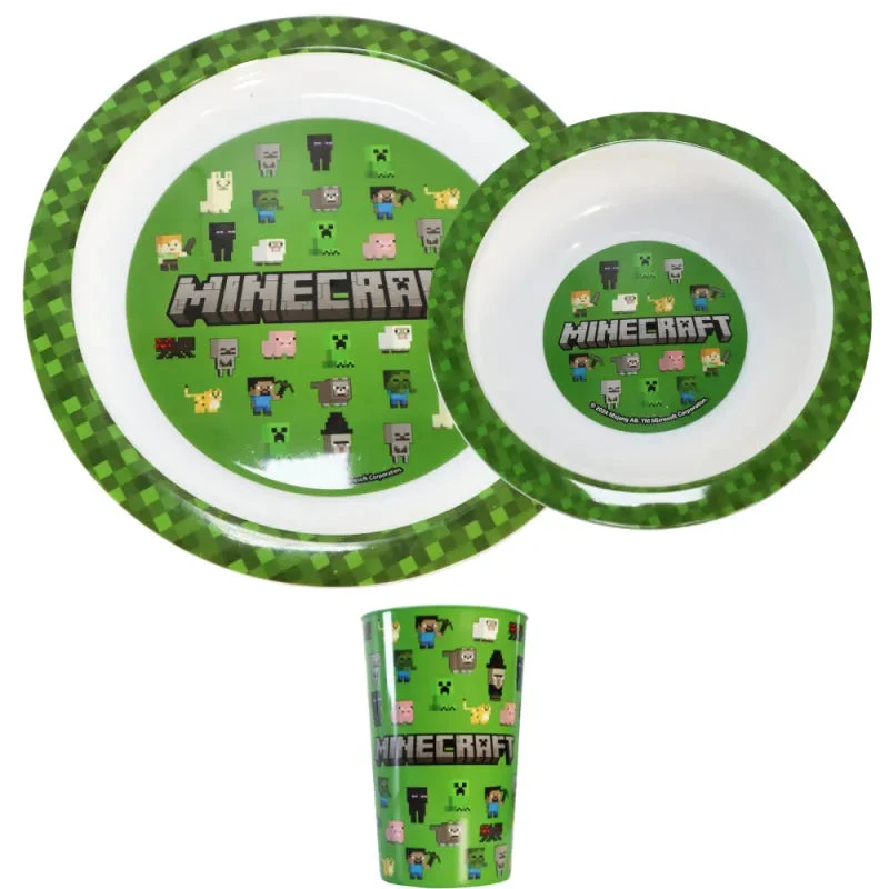 Minecraft Creeper Kinder Geschirr Set Teller Schüssel Becher 3 Minecraft Creeper Kinder Geschirr Set Teller Schüssel Becher
