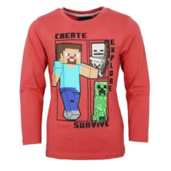 Minecraft Steve Creeper Kinder Jungen Langarmshirt Shirt