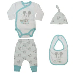 Disney Mickey Maus Baby 4 Tlg Set Body Hose Lätzchen Mütze