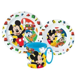 Stor Mickey Maus Donald Goofy Kinder Geschirr-Set 3 Teilig Becher Teller Schüssel