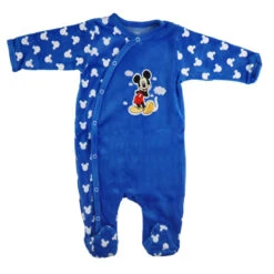 Disney Mickey Maus Baby Velours Langarm Strampler Einteiler