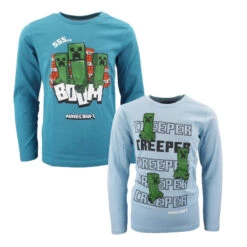 Minecraft Creeper BOOM Gamer Kinder Langarm Shirt