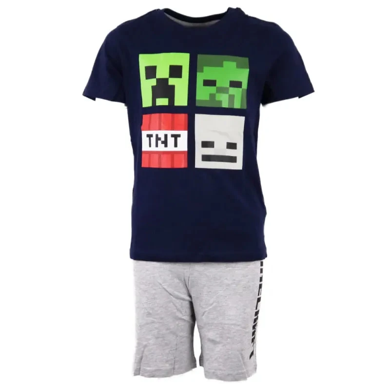 Minecraft Creeper Kinder Kurzarm Pyjama Schlafanzug 3 Minecraft Creeper Kinder Kurzarm Pyjama Schlafanzug