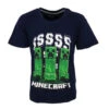 Minecraft Creeper Kinder Kurzarm T-Shirt Dunkelblau