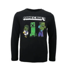 Minecraft Creeper Zombie Gamer Kinder Langarm Shirt