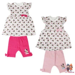 Disney Minnie Maus Mädchen Baby 2 Tlg Set Kleid Plus Leggings Gr. 62 - 86
