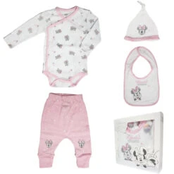 Disney Minnie Maus Baby 4 Tlg Set Body Hose Lätzchen Mütze