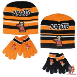 Anime Naruto Shippuden Jungen Wintermütze Mütze Plus Handschuhe 54/56