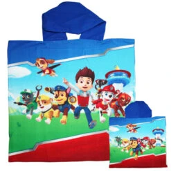 PAW Patrol Kinder Jungen Mikrofaser Poncho Badetuch Badeponcho 55x110 Cm