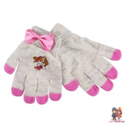 Paw Patrol Skye Kinder Winter Bommel Mütze Mit Perlen Plus Handschuhe -Bekleidung Peripherie paw winter set 01b