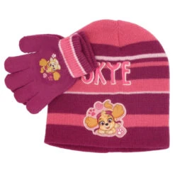 Paw Patrol Skye Kinder Wintermütze Plus Handschuhe -Bekleidung Peripherie paw patrol muts en handschoen roze 2