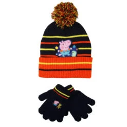 Peppa Pig George Kinder Herbst Wintermütze Plus Handschuhe